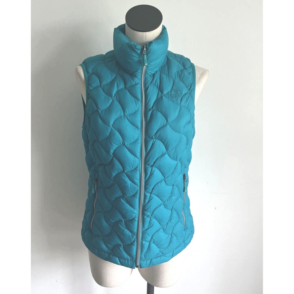Gerry Quilted Down Puffer Sleeveless Vest Turquoise Small EUC
